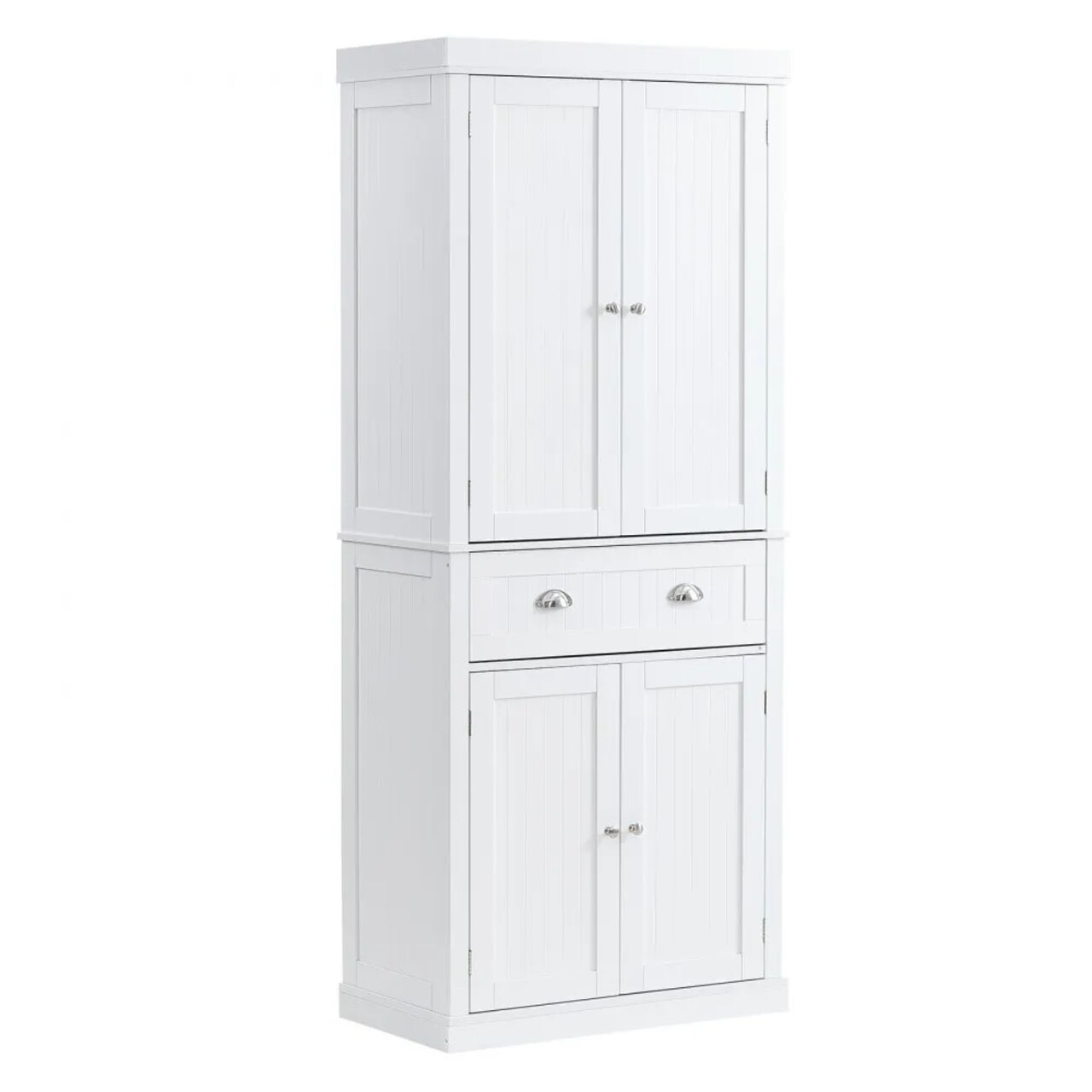 72" Kitchen Pantry Storage Cabinet Freestanding Utility Cabinet with Doors Drawer 3 Shelves White